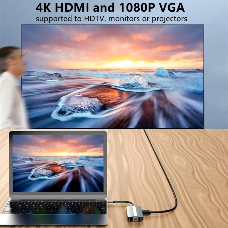 Mac Notebook 9 In 1 Type-C USB-C Hub with HDTV Multi Port Docking Station Adapter