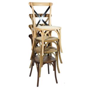 Wholesale Customized Designs Nordic Modern Rattan Cross Back Stackable Solid Wood Banquet Wedding Wooden Chair OEM Service Accepted from china suppliers