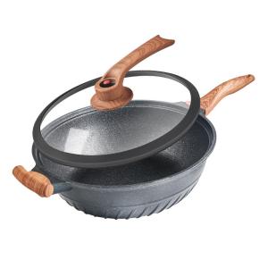Wholesale 6.62kg Grey Aluminum Wok Pan Wear Resistance 32cm Frying Pan PFOA Free With Lid from china suppliers