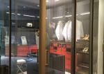 55cm Aluminum Glass Door Wardrobe With Glass Sliding Leather Face Drawers