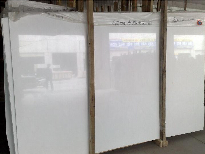 Free Sample Pure White Marble Slab Polished , Crystal White Marble Tiles
