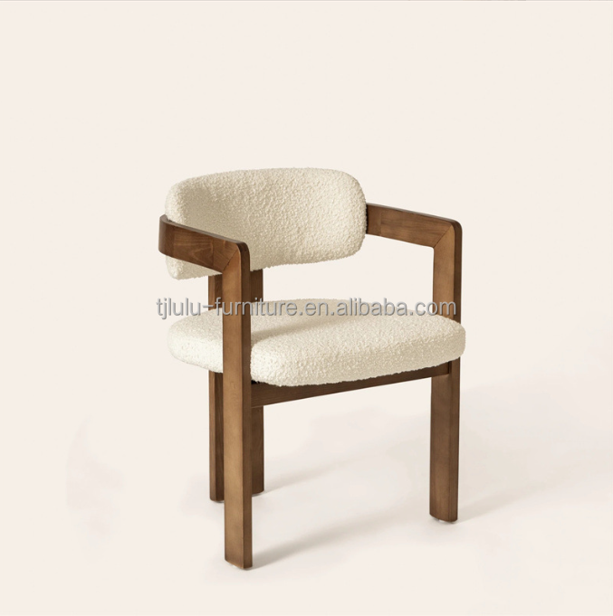 Green Velvet/Lamb Wool Material Modern Solid Wood Dining Chair for Luxury Living Room Furniture