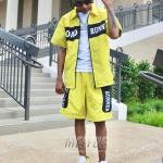 Custom Logo Nylon Polyester Polo Shirt 2 Piece Set Cargo Shorts Jogging Suit Men