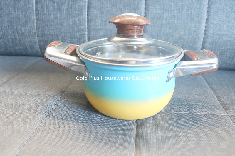 Metal Soup Stainless Milk Pot With Glass Lid Double Handle