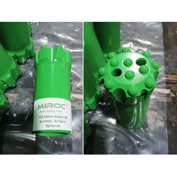 T38-76mm Tungsten Carbide Threaded Button Bit with Ballistic and Spherical Buttons for Rock Drilling