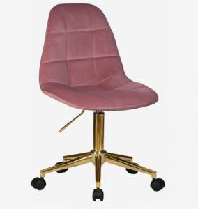 China Golden Pink Velvet Swivel Chair Office Home Adjustable Height In Polished Leg on sale