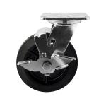 150x50mm Black Rubber Wheel Swivel Lock Heavy Duty Cast Iron Core Rubber Trolley