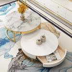 Tea Accompanying White Marble Circle Coffee Table With Storage OEM ODM