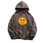 Patchwork Sports Team Hoodies Zipper Pocket Smile Face Fleece Pullover