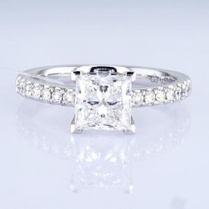 Wholesale 18k 1.5ct+ Princess Design Ring Daily Style Princess Shape White Synthetic Diamond Ring from china suppliers