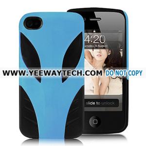 Wholesale Alien Design Plastic and TPU Assembly Case for iPhone 4S - Blue from china suppliers
