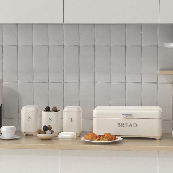 Storage Solution Crown Series Metal Bread Bin Set Tea Can Coffee Can Kitchen