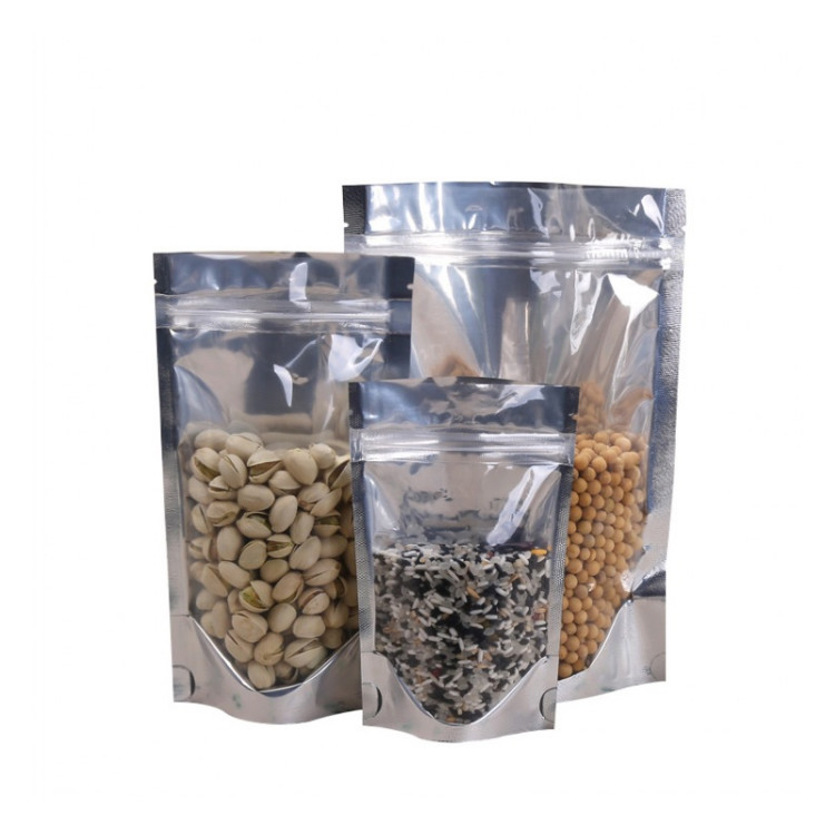 Fashion And Environmental Clear& Aluminum Foil Pouch Stand Up Zipper Bags, Food Storage