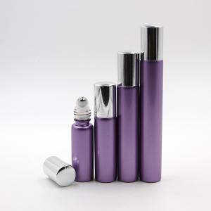 Wholesale Metal Ball Roll On Perfume Bottles , Shiny Purple Aromatherapy Roller Ball Bottles from china suppliers
