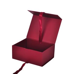 Wholesale Foldable Cardboard Red Magnetic Paper Packing Box With Ribbon from china suppliers
