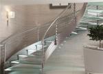 Tempered Glass Tread Curved Staircase Building Curved Stairs With Stainless