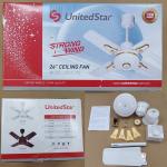 White 24 Inch 4 Blade Ceiling Fan With Light , Electric Ceiling Fan With Remote