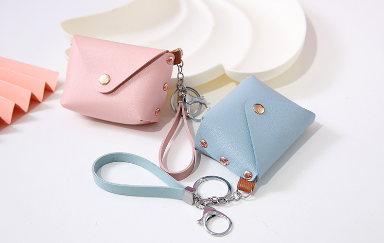 Customized Logo Genuine Leather Minibook Coin Purse for Coin Lanyard Bag