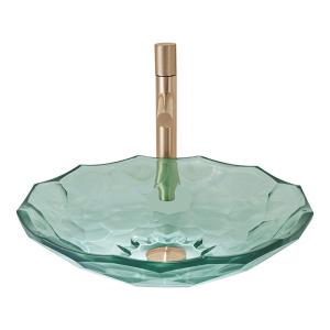 Wholesale Modern Ball Shaped Glass Wash Basin Light Green Color Vessel Sinks Pop Up Drain from china suppliers