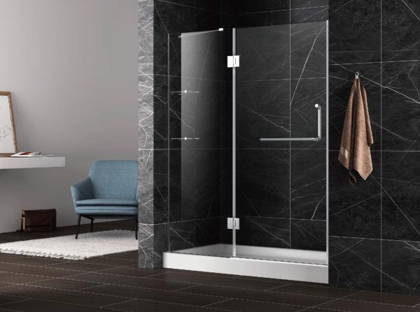 Hinge open shower door with stainless steel 304 hinge and towel bar handle,3/8