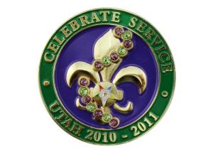 Wholesale Metal Zinc Alloy Celebrate Service Lapel Pin, Soft Enamel Pins with Rhinestone, Gold Plated from china suppliers