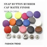 Combined Round Metal Snap Button Plastic Rubber Effect Cap Matt Painted For