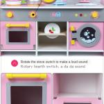 ISO9001 Simulation Wooden Cooking Toys Pink Wooden Kitchen Accessories