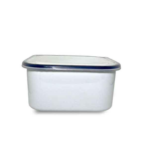 Classical Style 8cm Square Enamel Coating Bowl Set Food Storage Container with Lid