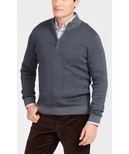 Wholesale 12GG Mens Grey Quarter Zip Sweater , 55 Cotton 45 Modal Polo Pullover Sweater from china suppliers