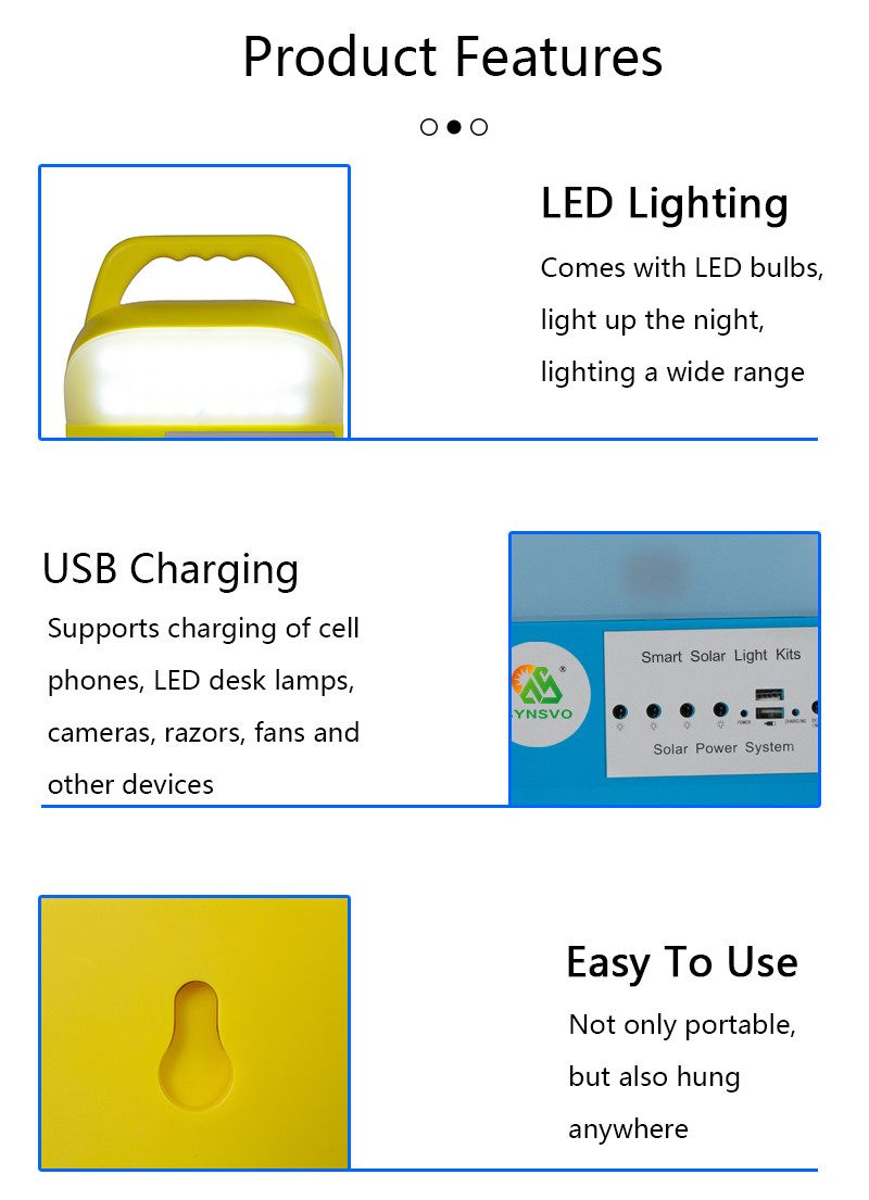 High Efficiency Magneto Solar Energy System 3.7V Household LED Lighting Kit Grid