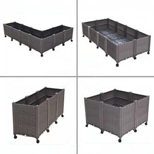 Drainable Patio Wheeled Planter Box Plastic Rectangle Planter Box Insect Proof