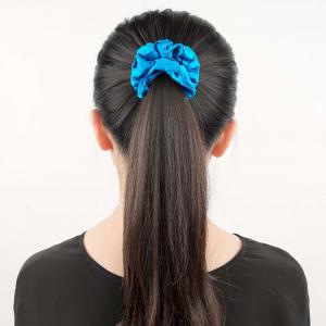 China 16mm Trendy Women Hair Blue Silk Scrunchie Oversize Pure Mulberry Silk Material on sale