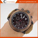Brown Leather Watch Retro Watches for Man Business Watch 3 Subdials Quartz