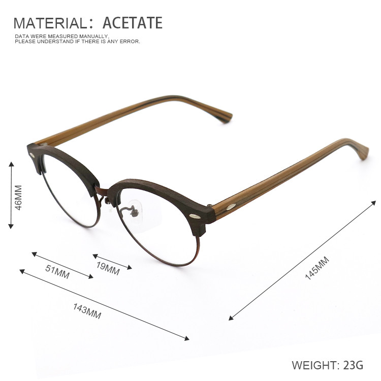 Handmade Wood Grain Glasses Wood Copy Acetate Eyeglass Frame MR 4246