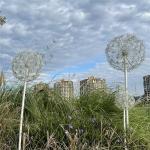 Outdoor Metal Dandelion Garden Sculpture Art Led Motif Light Decorative