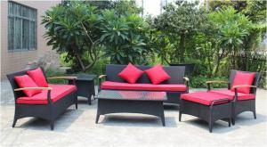 China 6 piece -Outdoor Rattan Furniture teak wooden 3/2/ single sofa coffee table end table-YS5737 on sale
