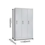 Knock Down Bedroom 3 Door Locker Cabinet With Mirror