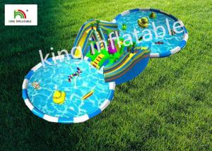 Wholesale Giant Inflatable land Water Parks With Slide Two Swimming Pool For outdoor from china suppliers