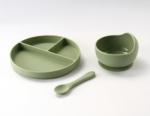 Non Toxic Silicone Baby Feeding Set silicone dummy holder Silicone Bib And Plate