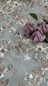 Wholesale Colorful Floral Sequin Embroidered Lace Fabric Decorative Mesh Leafy Customized from china suppliers