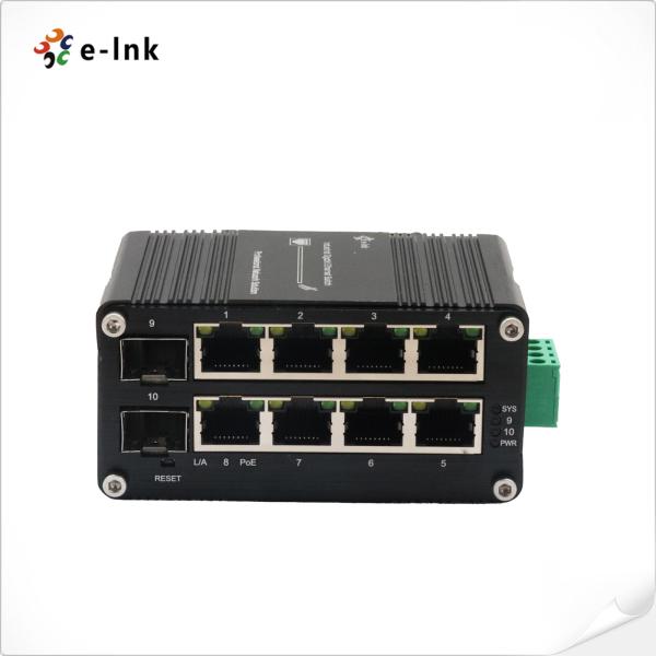 Mini Industrial Managed 8-Port 10 100 1000T 802.3at PoE + 2-Port 100 1000X SFP