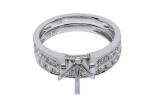 Double Round Shape Engagement Ring , 0.72ct 18K White Gold Ring OEM ODM