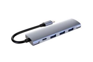 China Multiple Superspeed 5 In 1 PD Port USB C HUB Adapter ABS Aluminum Alloy on sale