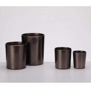 Wholesale ODM Spray Metallic Round Glass Candle Holder Lead Free Coffee Color from china suppliers