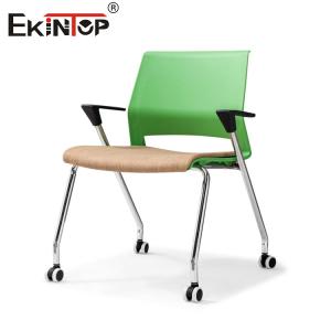 Wholesale Grey Painted Base Training Chair With Green Backrest Wheels And Armrests from china suppliers