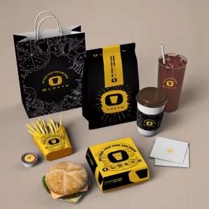 Wholesale Food Eco-friendly Recyclable Customized Kraft Paper Packaging Boxes for Fast Food Hamburgers French Fries Chicken Wings from china suppliers