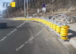 Safety Highway Road Roller Barrier Rolling Guardrail Yellow Anti Corrosion
