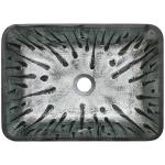 Gray Rectangular Vessel Sink Hot Melt Hand Drawing Tempered Glass Vanity Sink