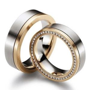 Wholesale Classic Men's Titanium Jewelry With IP Gold Plated Zircon Titanium Wedding Rings from china suppliers