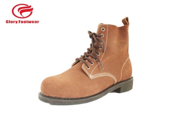 Water Resistant Steel Toe Goodyear Welt Safety Shoes With Suede Leather Rubber